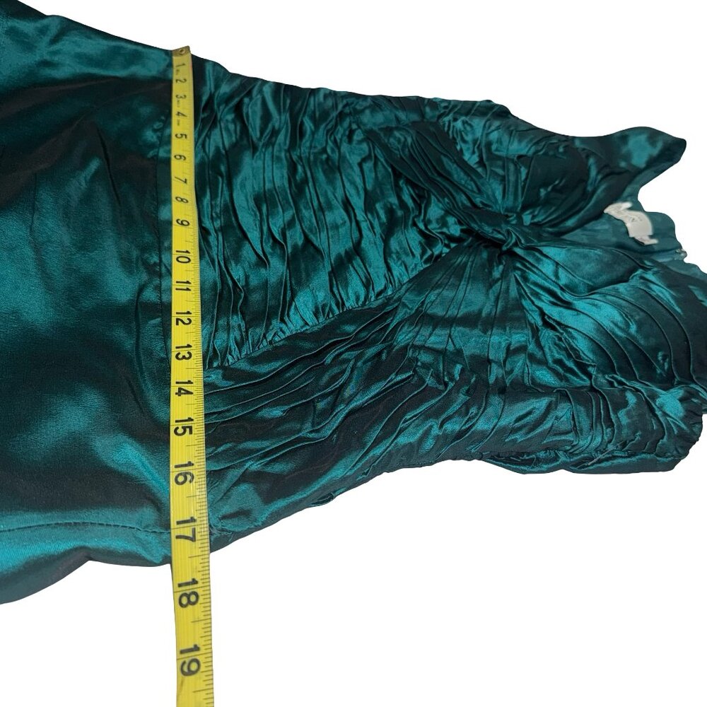 Teri Jon Rickie Freeman Women's MetallicEmerald 100% Silk Sleeveless Gown  Sz 14 - Picture 7 of 13